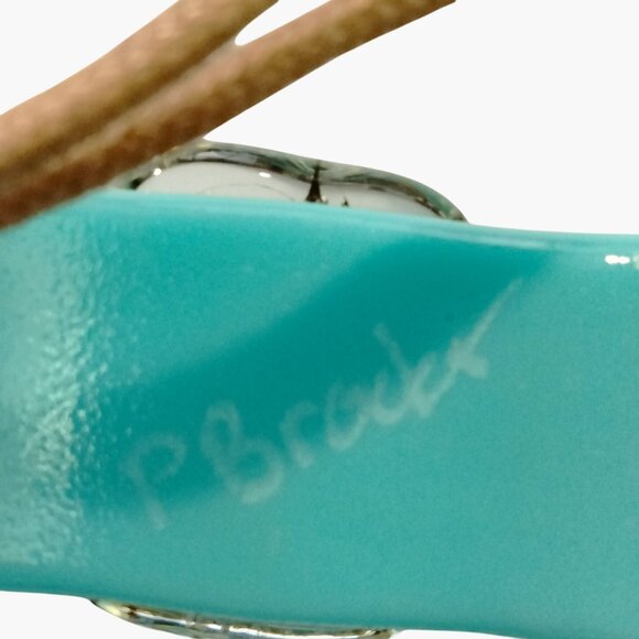 Turquoise Great Dane Bracelet Adjustable Cord Resin Art Signed - Picture 5 of 5